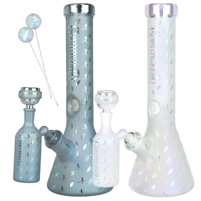 Grateful Dead x Pulsar Bolts And Skellies Beaker Water Pipe