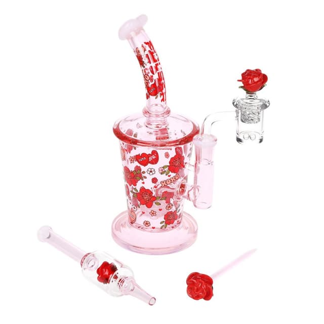 Pulsar Valentine’s Rose Glass Dab Rig Set